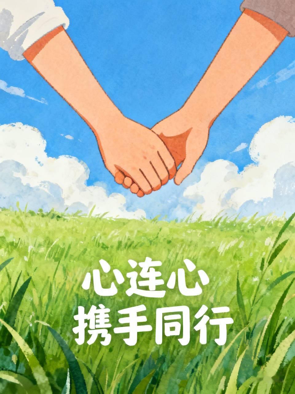下联：心连心携手同行。