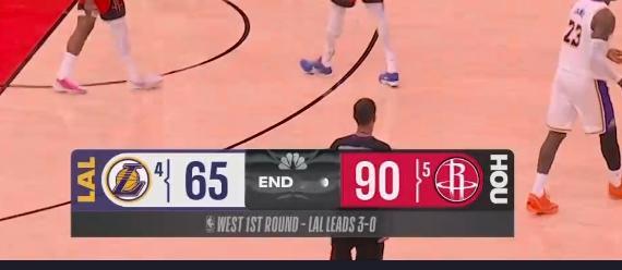 火箭领先湖人25分 今天不会再输了吧 ？湖人vs火箭nba季后赛