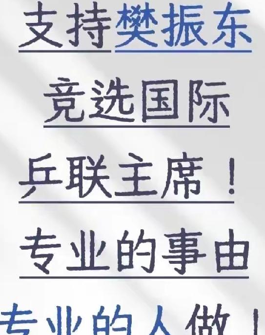“支持樊东当国际乒联主席”
弱弱的问一句，
你是认真的吗？
“专业事儿由专人做”