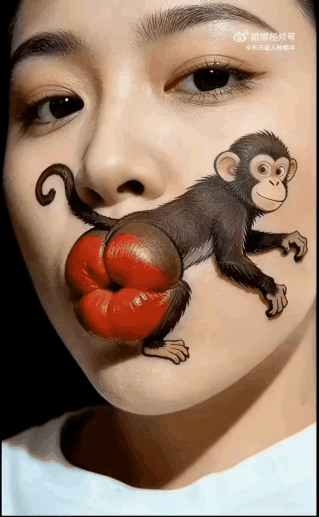 看明白了吗？
这两个部位巧妙地结合在一起，是挺形象逼真，也够奇思妙想，纯是对着猴