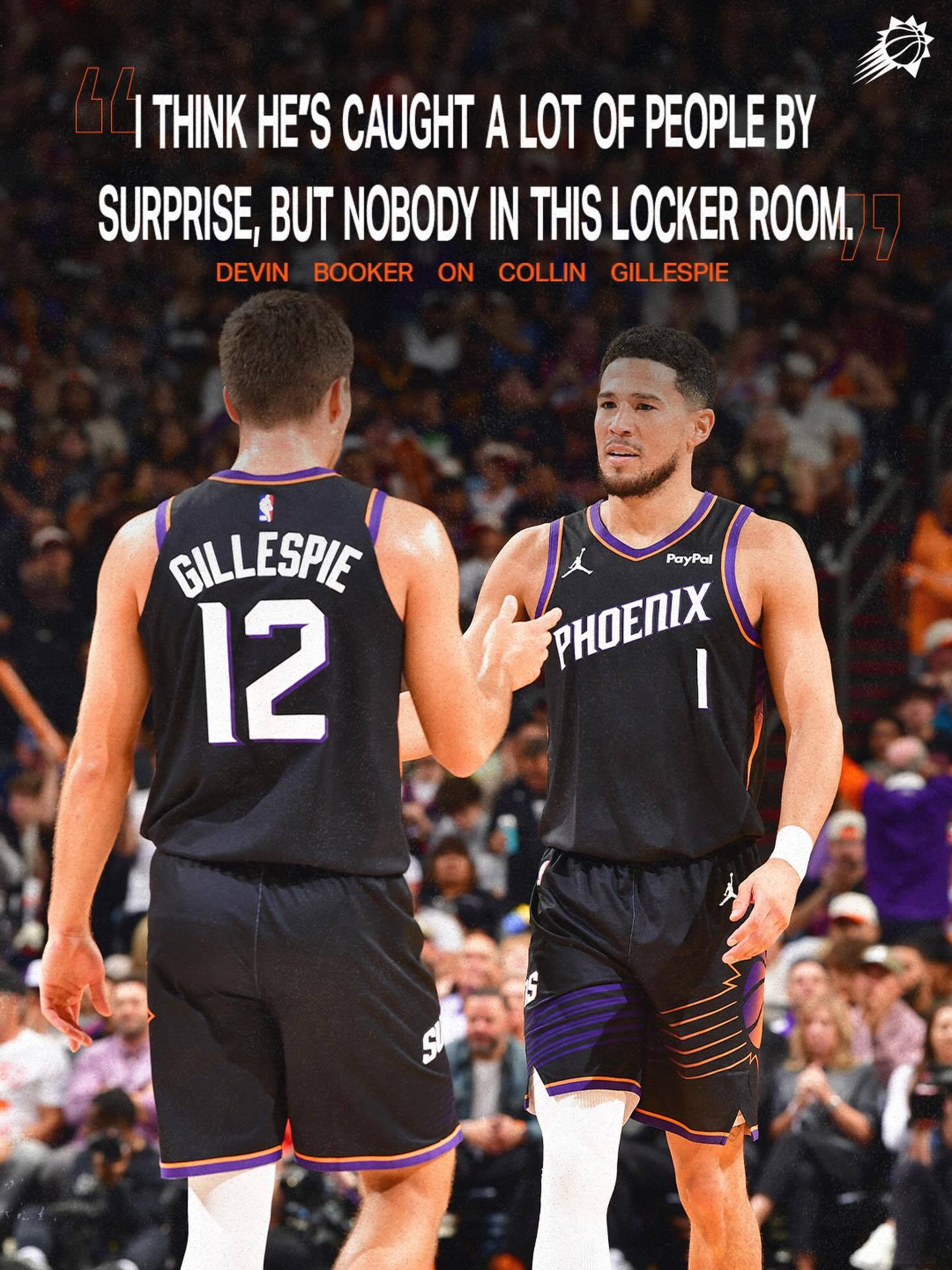 布克称赞吉莱斯皮：别人是意外，我们是早有预期 😤🔥菲尼克斯太阳 ｜旭日东升 