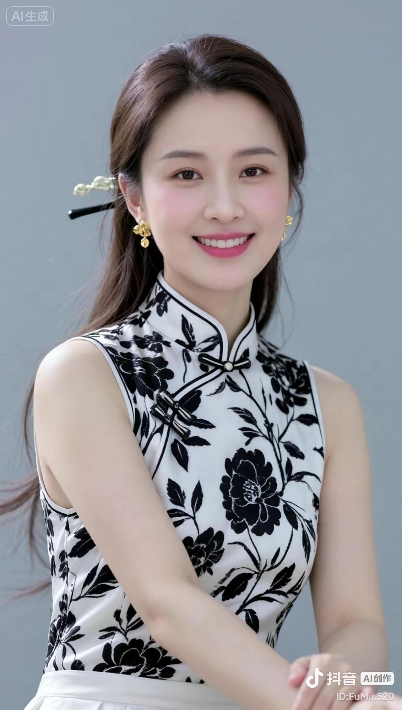 优雅旗袍，黑白色调，复古韵味，尽显东方之美。