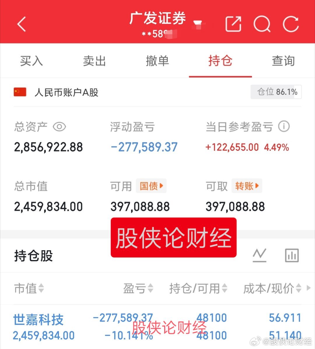 骂不动了熬吧30万本金实盘记录（第202天）目前资金:2856922.88元今日
