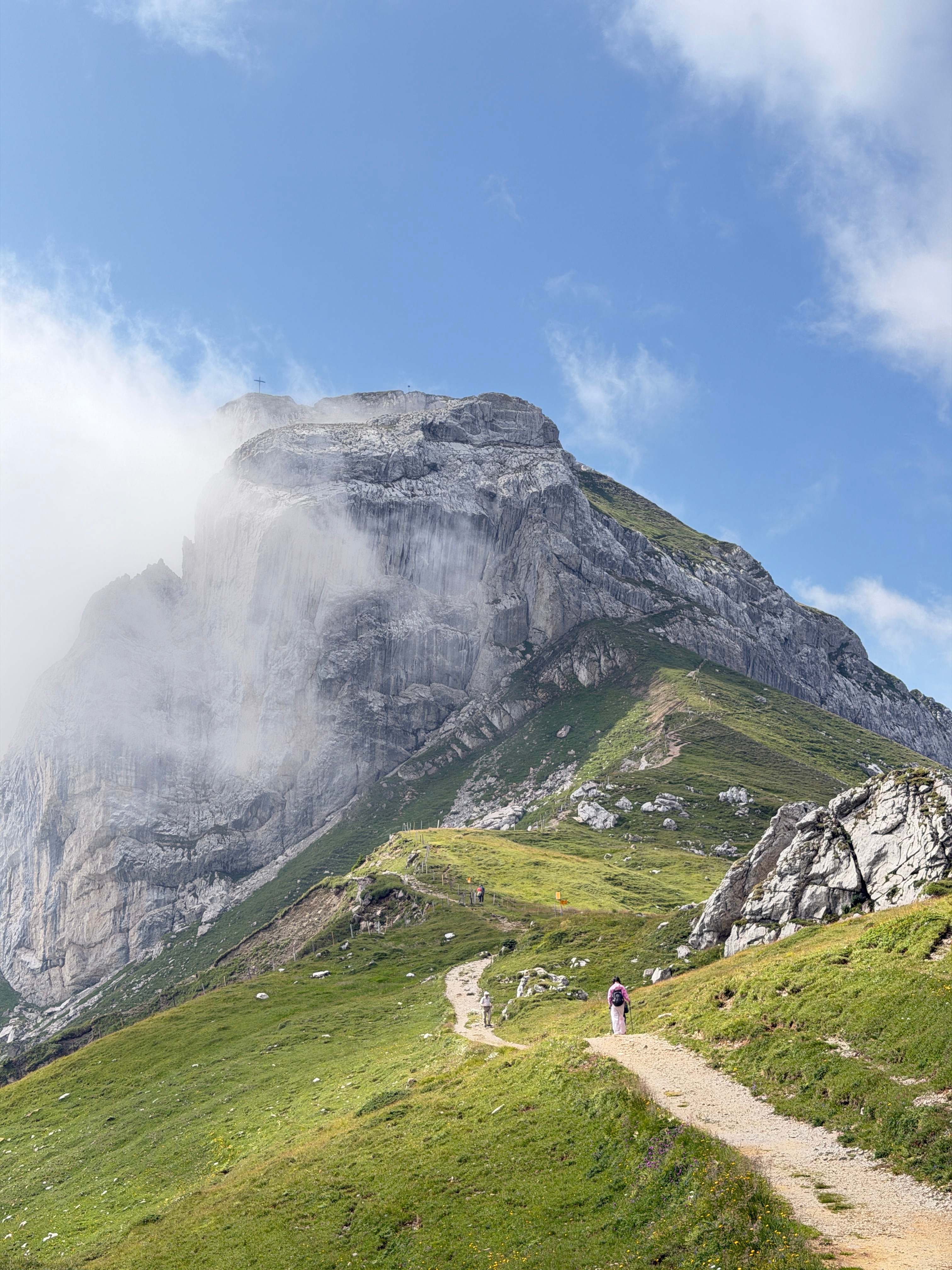 今日份瑞士🇨🇭徒步，随便发点～成功爬上从酒店窗子看出去的那座山的山顶。让我比