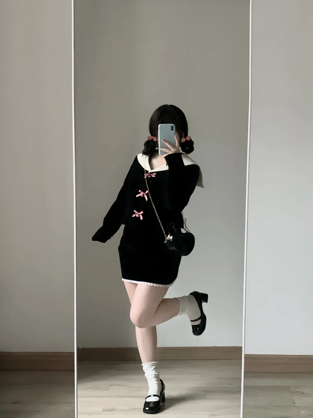 160 120｜微胖秋冬少女感黑丝绒套装🐈‍⬛好萌