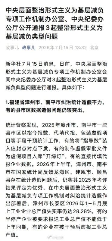 国企投近900万拍综艺、盲目上项目4年损失7400万！通报3起整治形式主义典型问
