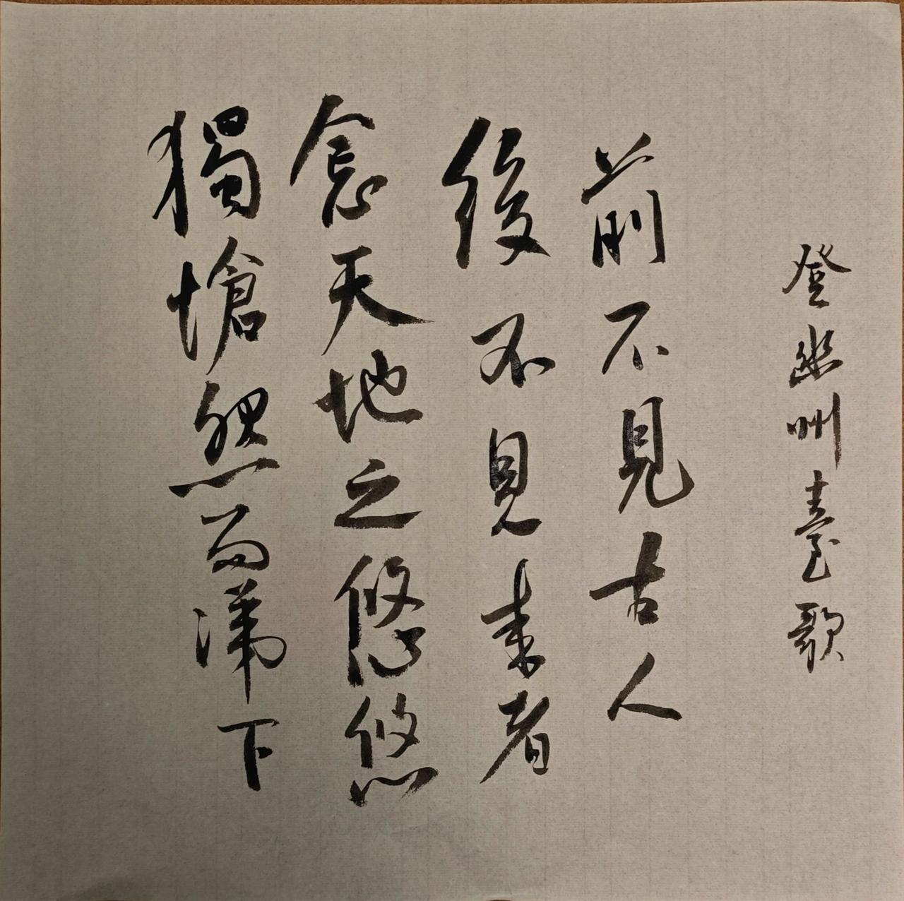 前不见古人，后不见来者。
念天地之悠悠，独怆然而涕下！

陈子昂
