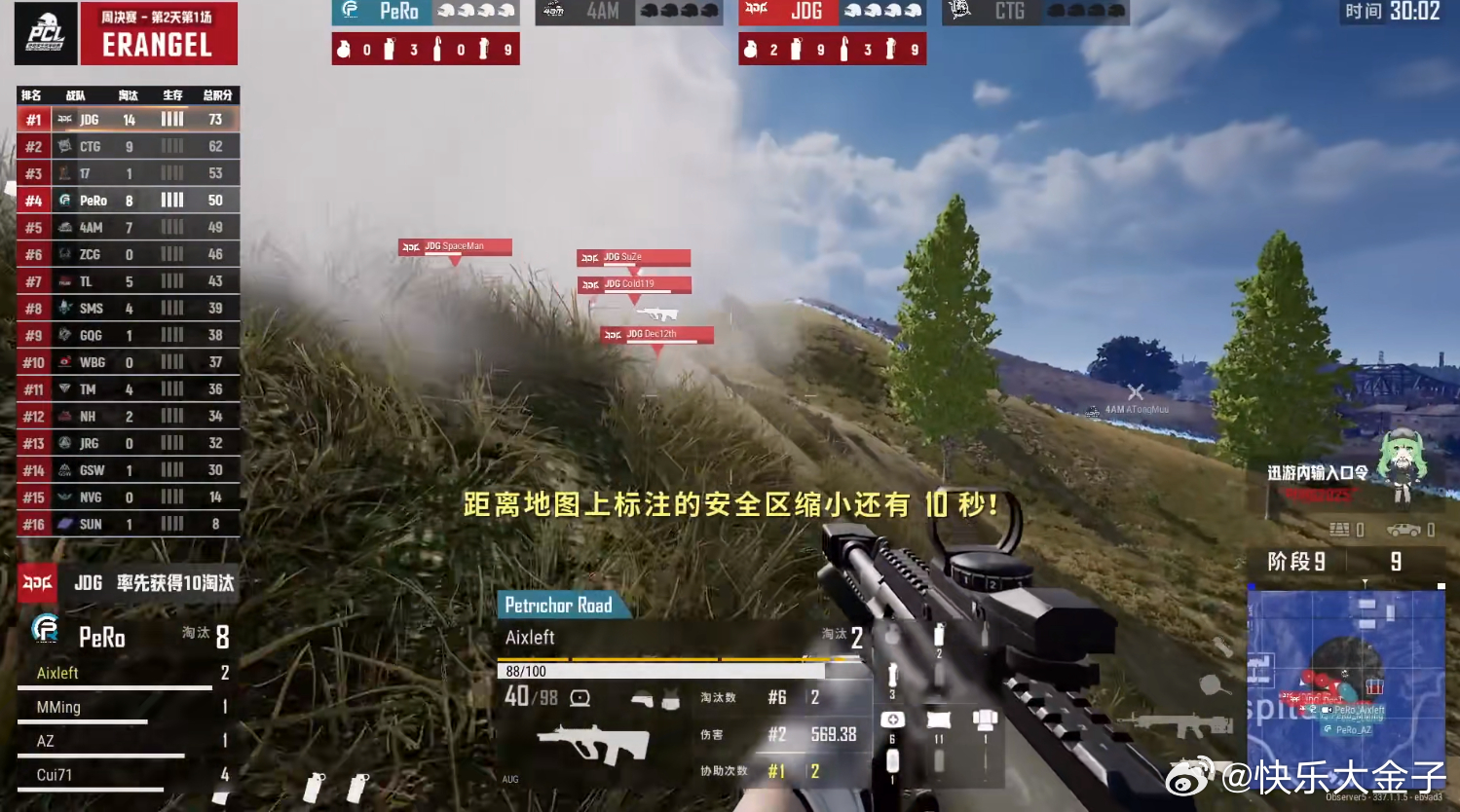JDG18淘汰吃鸡 JDG18淘汰吃鸡，决赛圈跟PeRo满编对拼，最终拿下胜利。