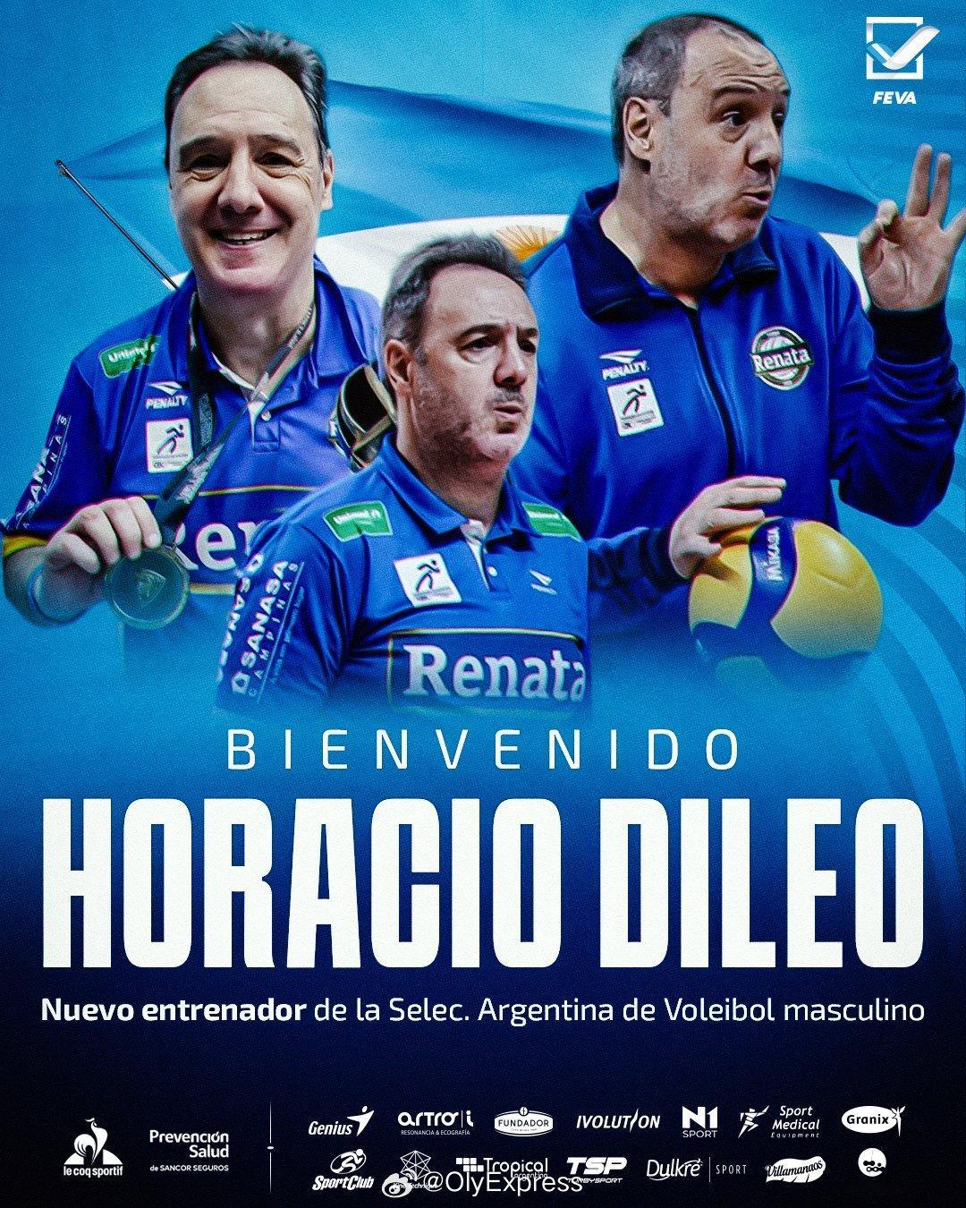【阿根廷男排新帅确定】 11月14日，阿根廷排协宣布霍拉西奥-迪莱奥(Horac