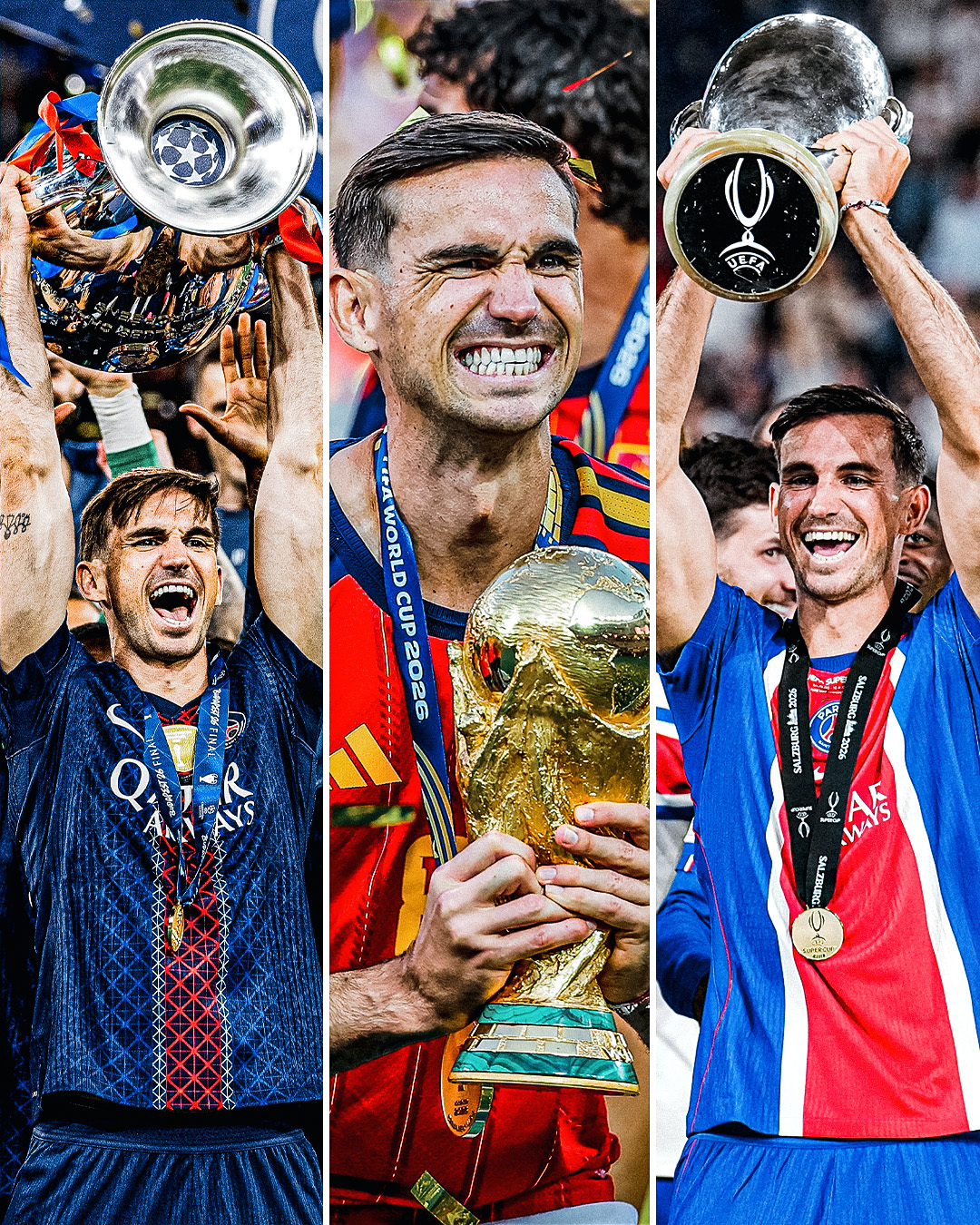 🏆 五月：欧冠冠军🏆 七月：世界杯冠军🏆 八月：欧超杯冠军🇪🇸 今天我