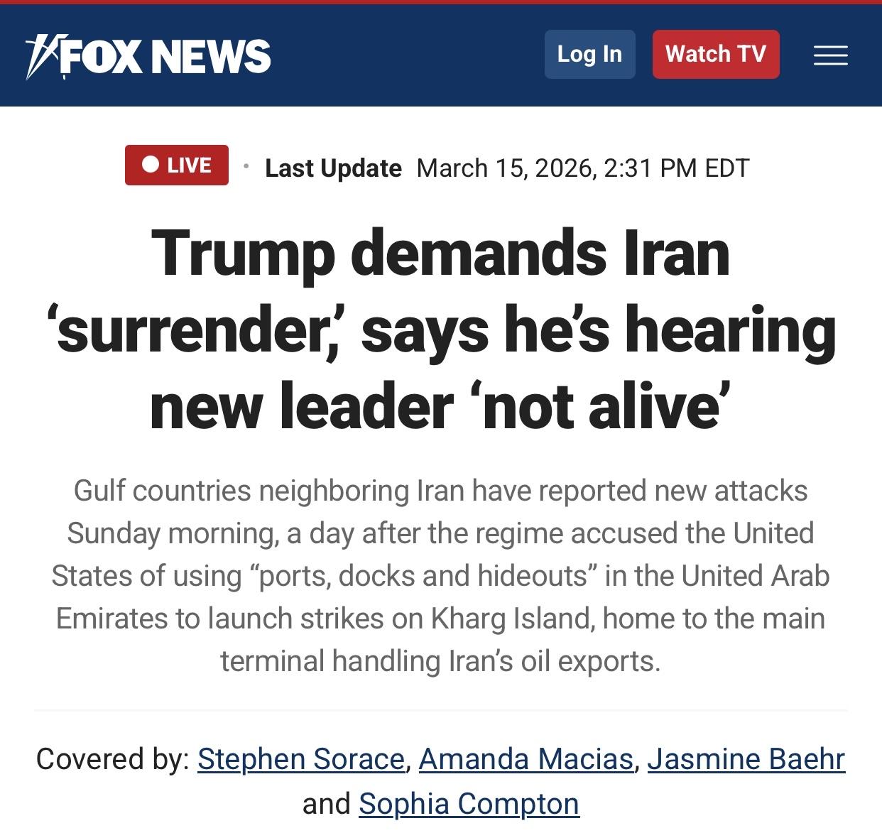 美媒：伊朗外长说最高领袖“健康状况极佳”

美国福克斯新闻(Fox News)官