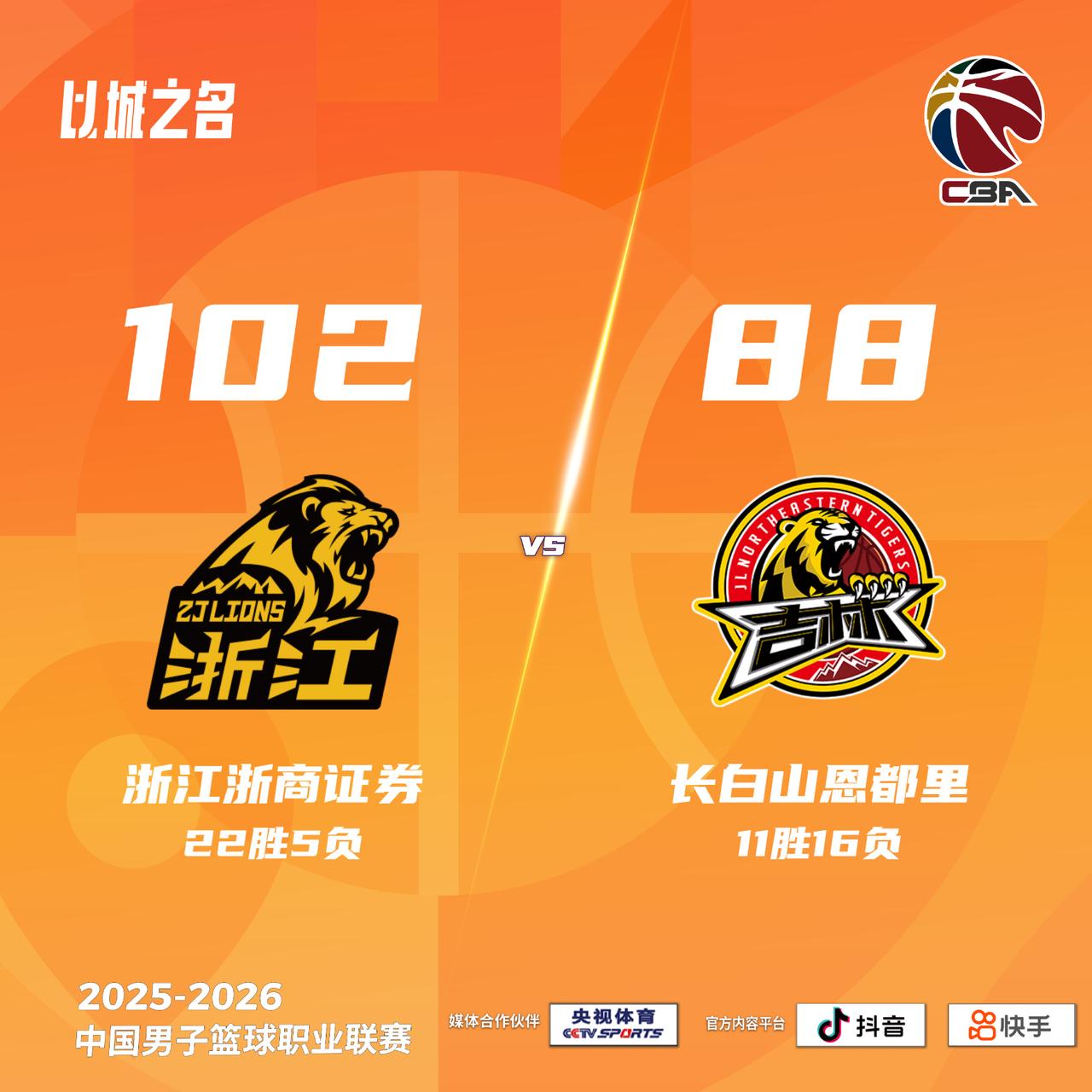 浙江浙商证券 102-88 长白山恩都里广厦男篮vs吉林男篮
浙江浙商证券：塔克