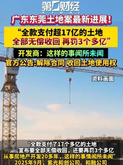 广东东莞，某集团7年前花17.21亿买下258亩地，计划投资621亿建产业城。因