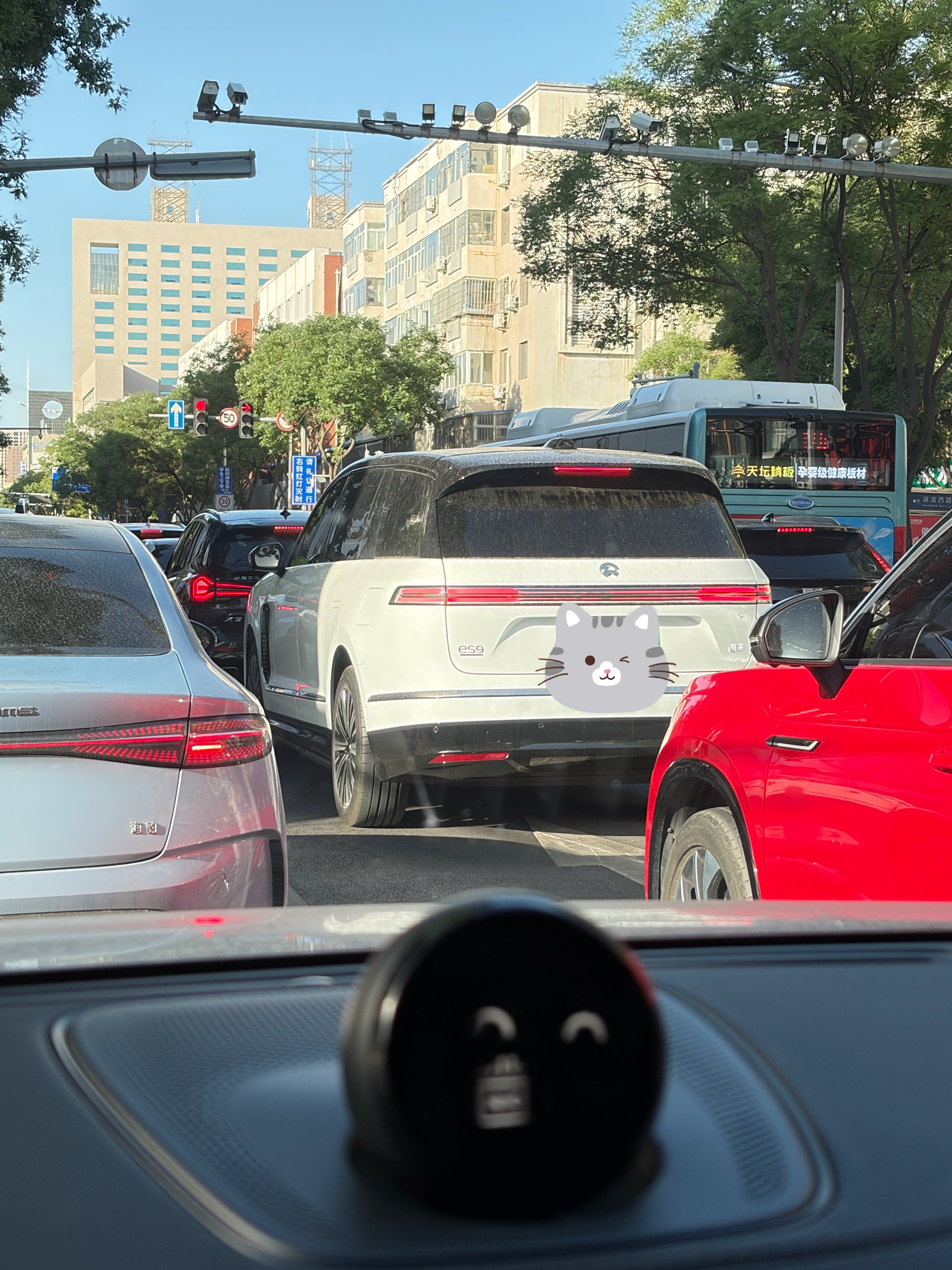 这位ES9的大哥真有品味，白色一如既往的好看，也是被低估的一个颜色，这两天雷暴天