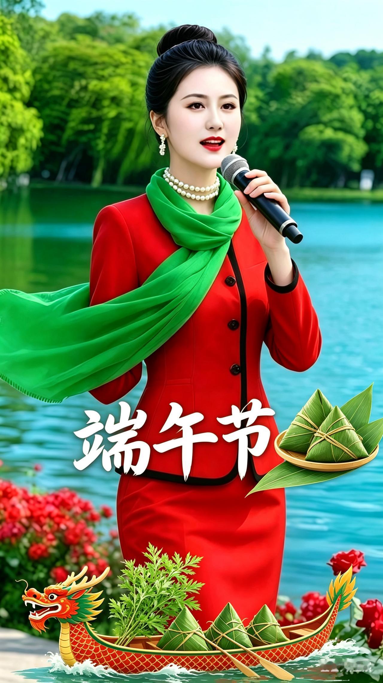 端午好时节，湖边放声歌，人美心气顺，活得超洒脱。