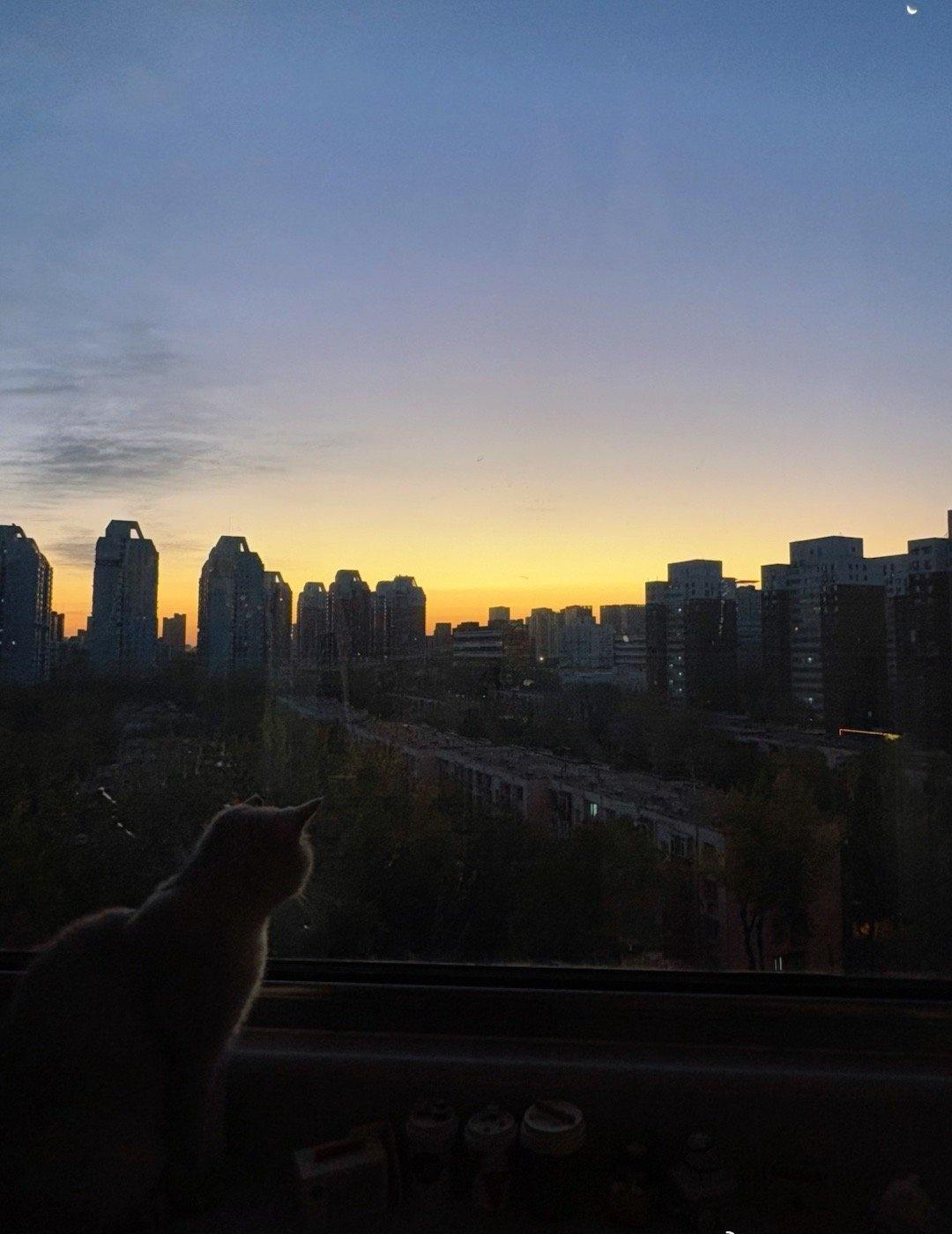 大风褪去了窗外所有的朦胧，把天空还原成最纯粹的模样🌄周日早～