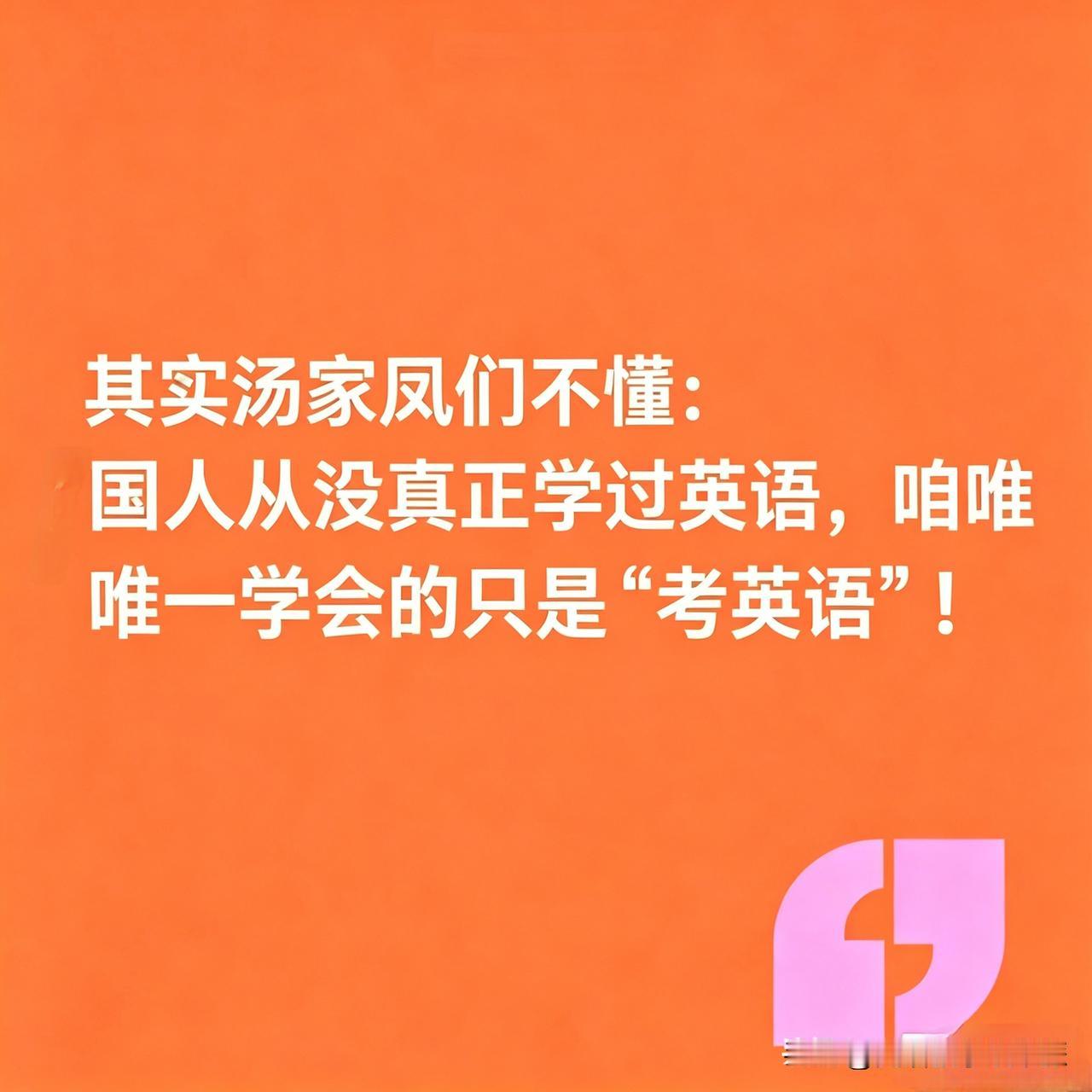 汤家凤们哪里懂？国人从来没真正学过英语，我们学会的只是“考英语”！

汤家凤和胡