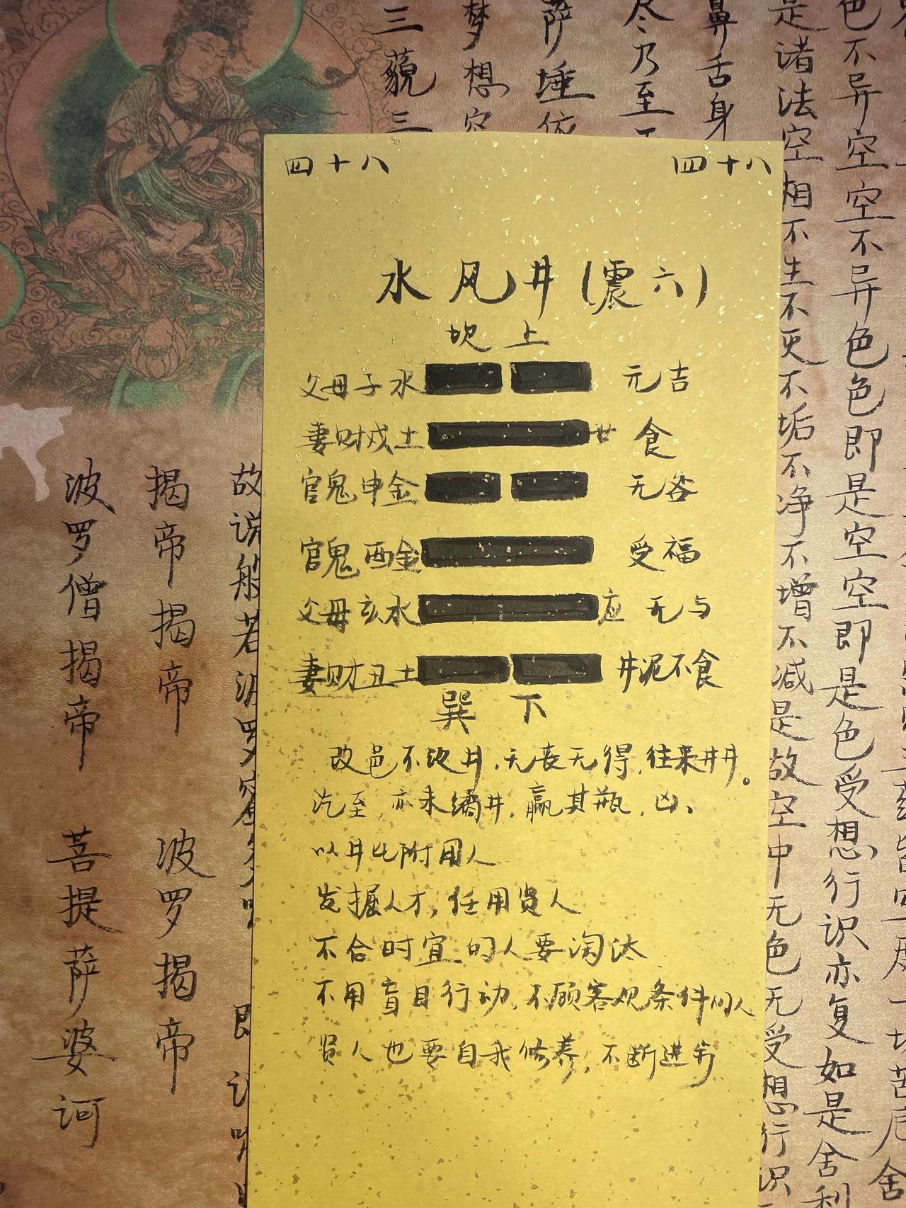 48水风井 
改邑不改井，无丧无得，往来井井。汽至，亦未繘井，赢其瓶，凶。
初六