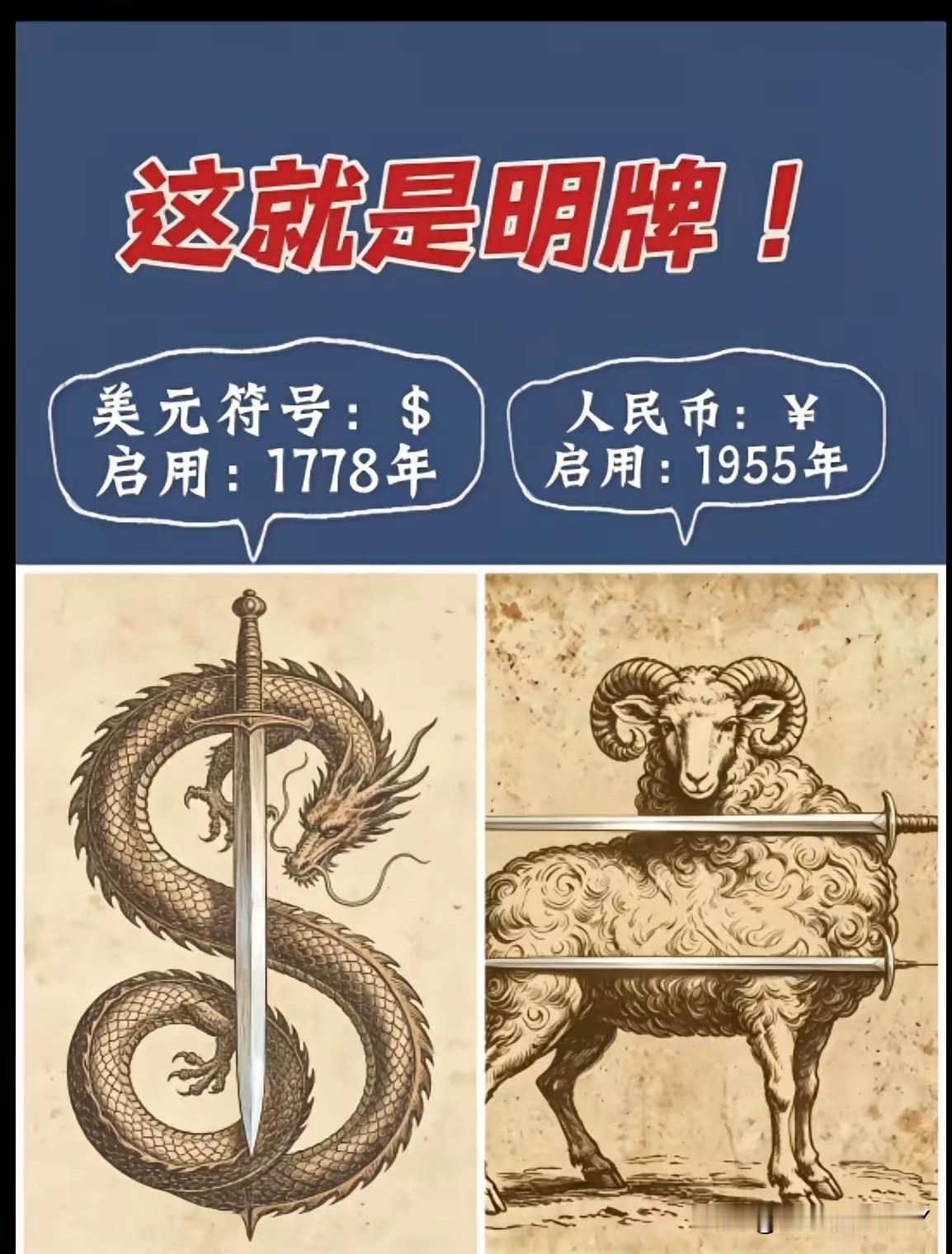 如有雷同，实属巧合！看一看美元与人民币的符号，不得不说，有的人真的是善于联想，当