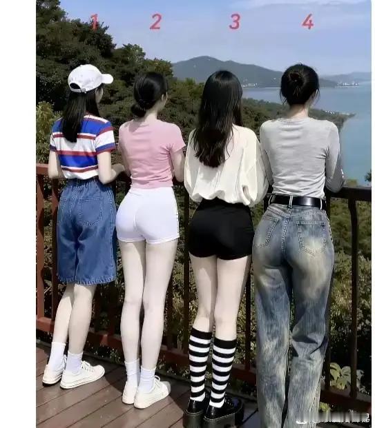 四位女生，只看背影，选一个做老婆，直觉告诉我，你选几号？ 