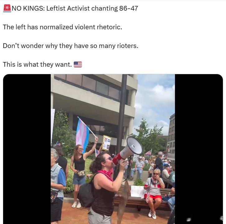左派活动人士高喊“86-47”左派已经将暴力言论正常化。不要奇怪为什么他们有这么