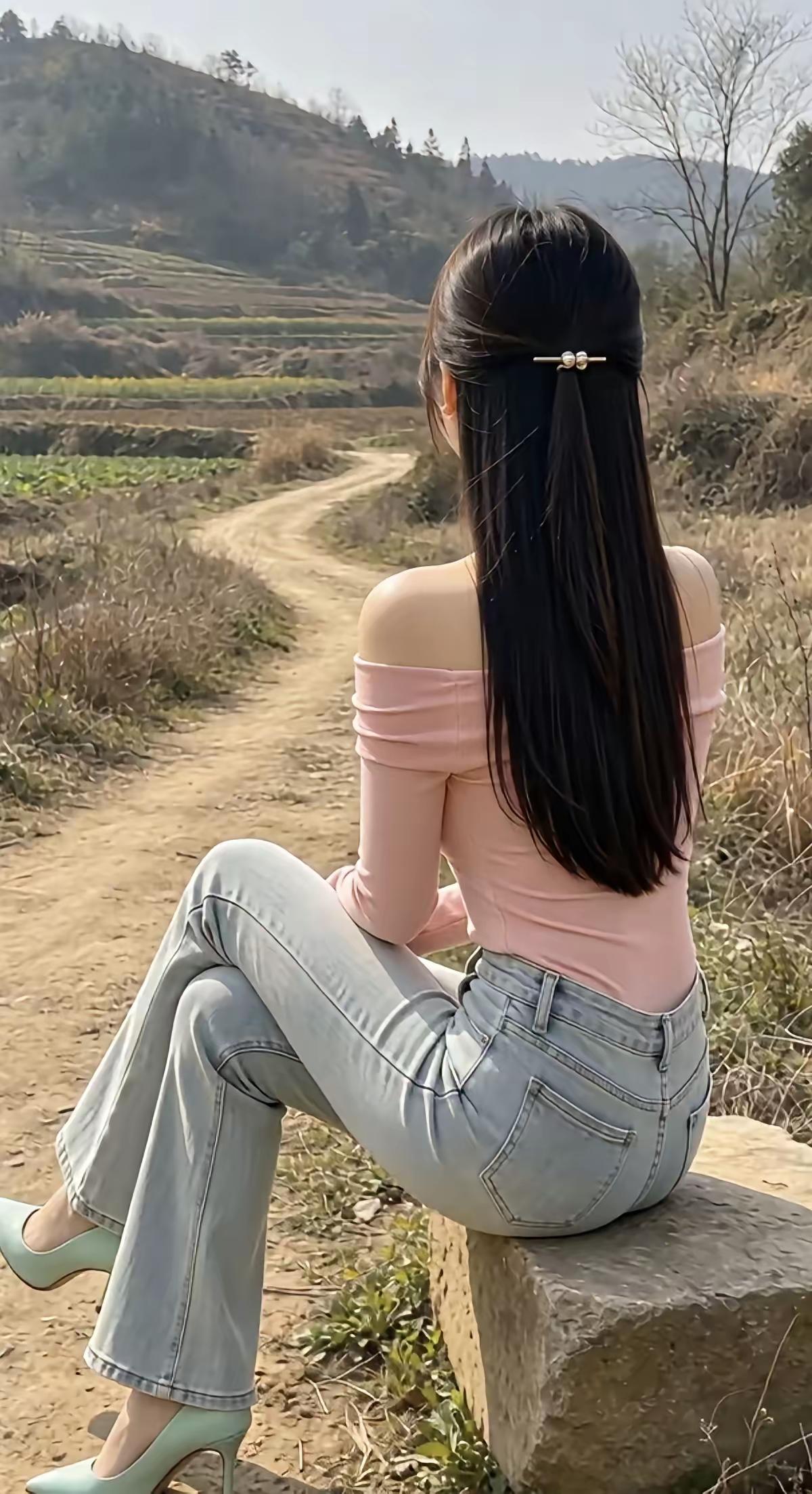 一山又一山，
山路曲又弯。
美女石上坐，
盼君眼望穿。