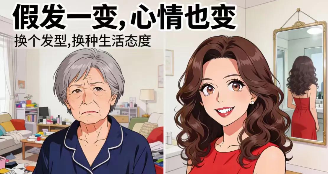 银发阿姨戴上假发秒变“氛围美人”，背后原因竟藏着你的大脑错觉？
最近，一段“阿姨