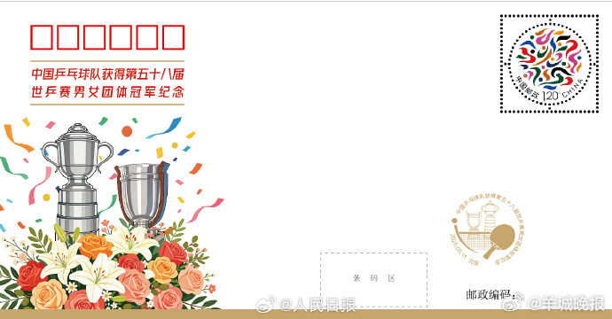 【#国乒男女团双冠纪念封发行#】#中国集邮发行国乒双冠纪念封# 中国集邮有限公司