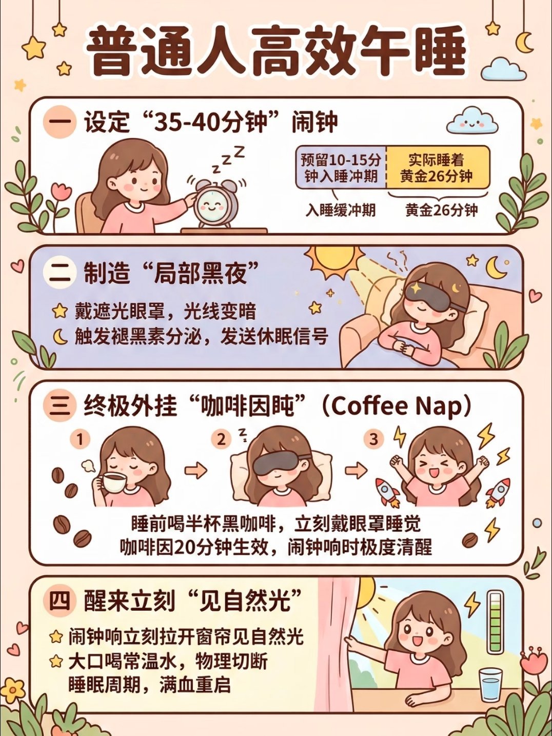 午睡时间超1小时死亡风险增加30%我平时午睡但凡超过一个小时，睡醒就会晕乎乎的！