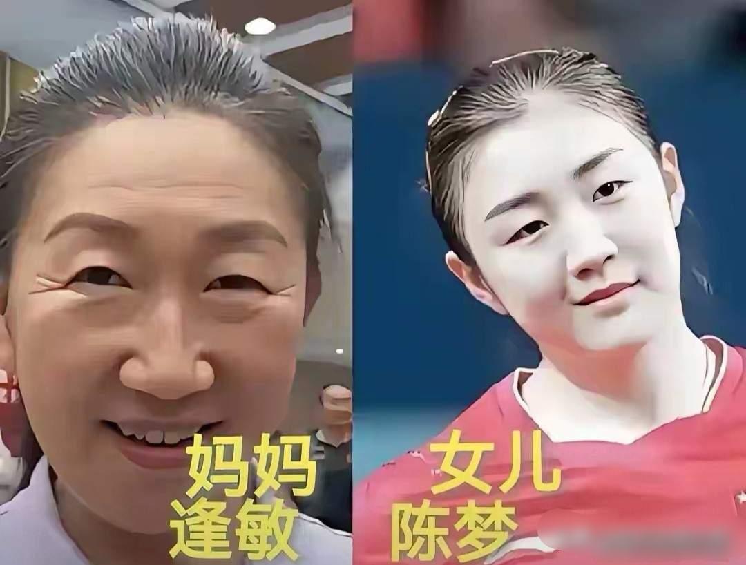 陈梦和妈妈
刘诗雯和妈妈
陈若琳和妈妈
三对奥运冠军母女同框，画面里满是温暖的母