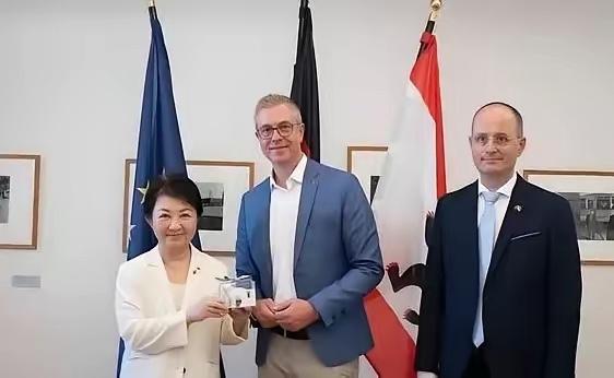 6月10日，台中市长卢秀燕在德国当地公开对外发言时，再次把原本该停留在“城市交流