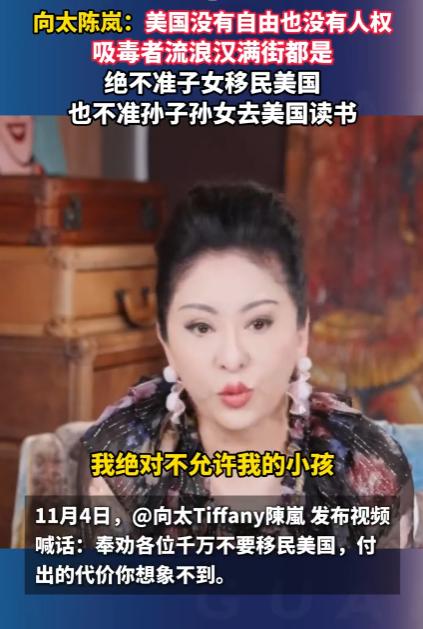 向太陈岚奉劝大家千万不要移民美国，因为她有很多朋友这几年都想离开美国回来。但头疼