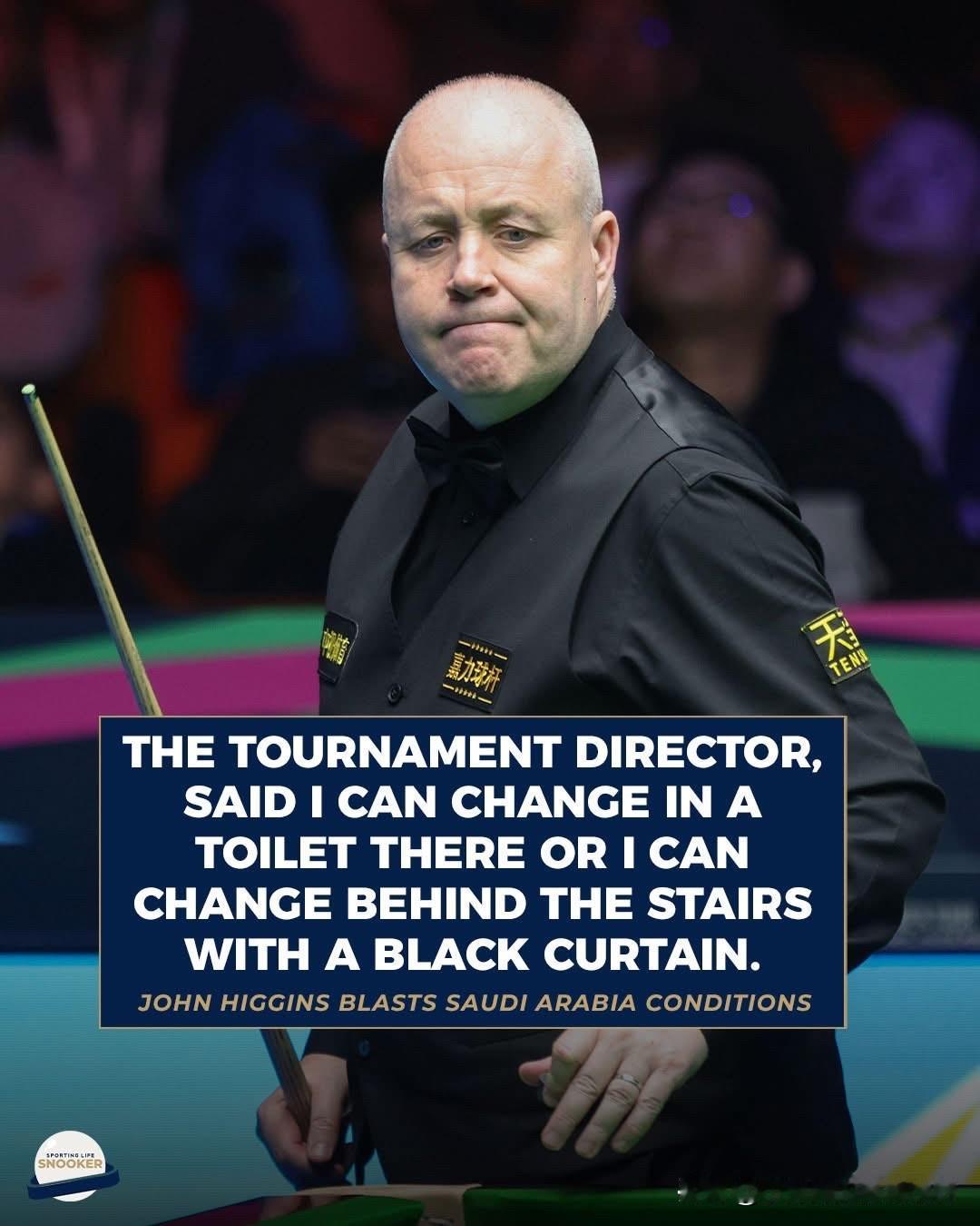 希金斯近日接受《体育生活》杂志采访时透露，尽管沙特阿拉伯的比赛奖金丰厚，后台设施