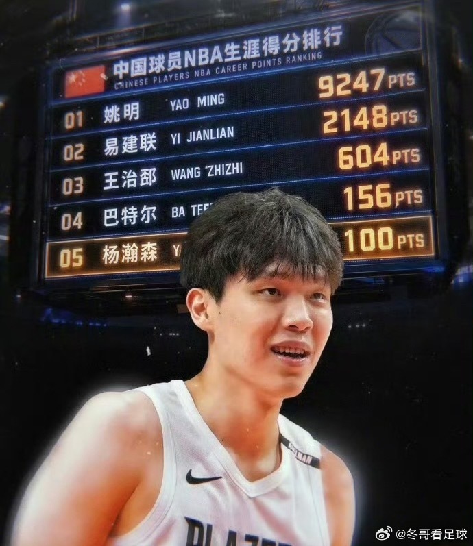 前辈寄语！韩乔生发文恭喜杨瀚森💥杨瀚森达成NBA生涯得分破百里程碑，正式和姚、