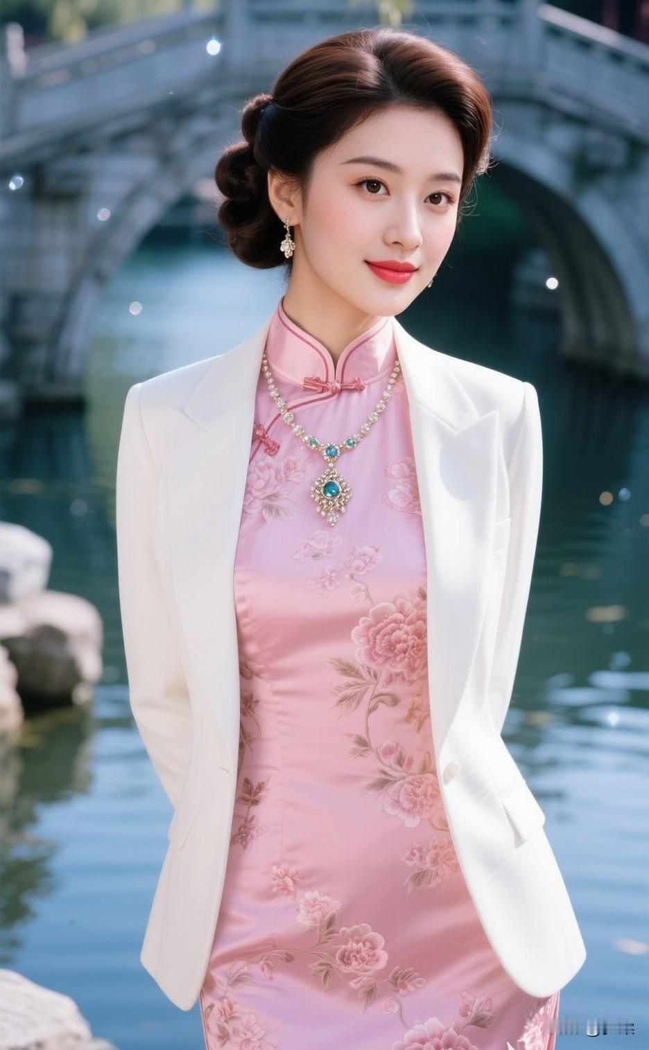 优雅旗袍搭配西服，古典与现代的完美融合穿旗袍拍照有多美