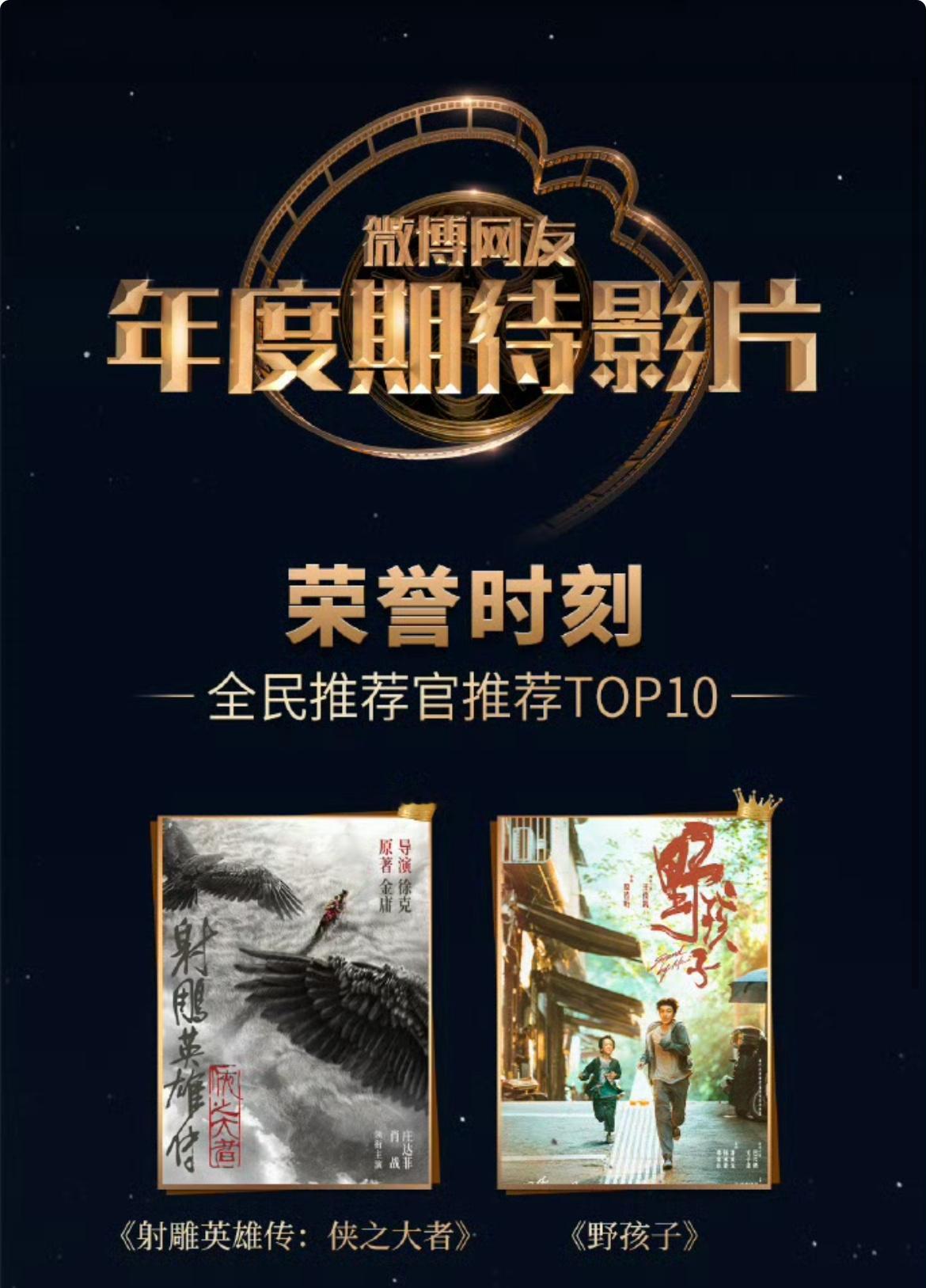 肖战获得微博电影之夜双荣誉期待影人和主演的射雕英雄传期待影片郭靖暑期档应该能来了