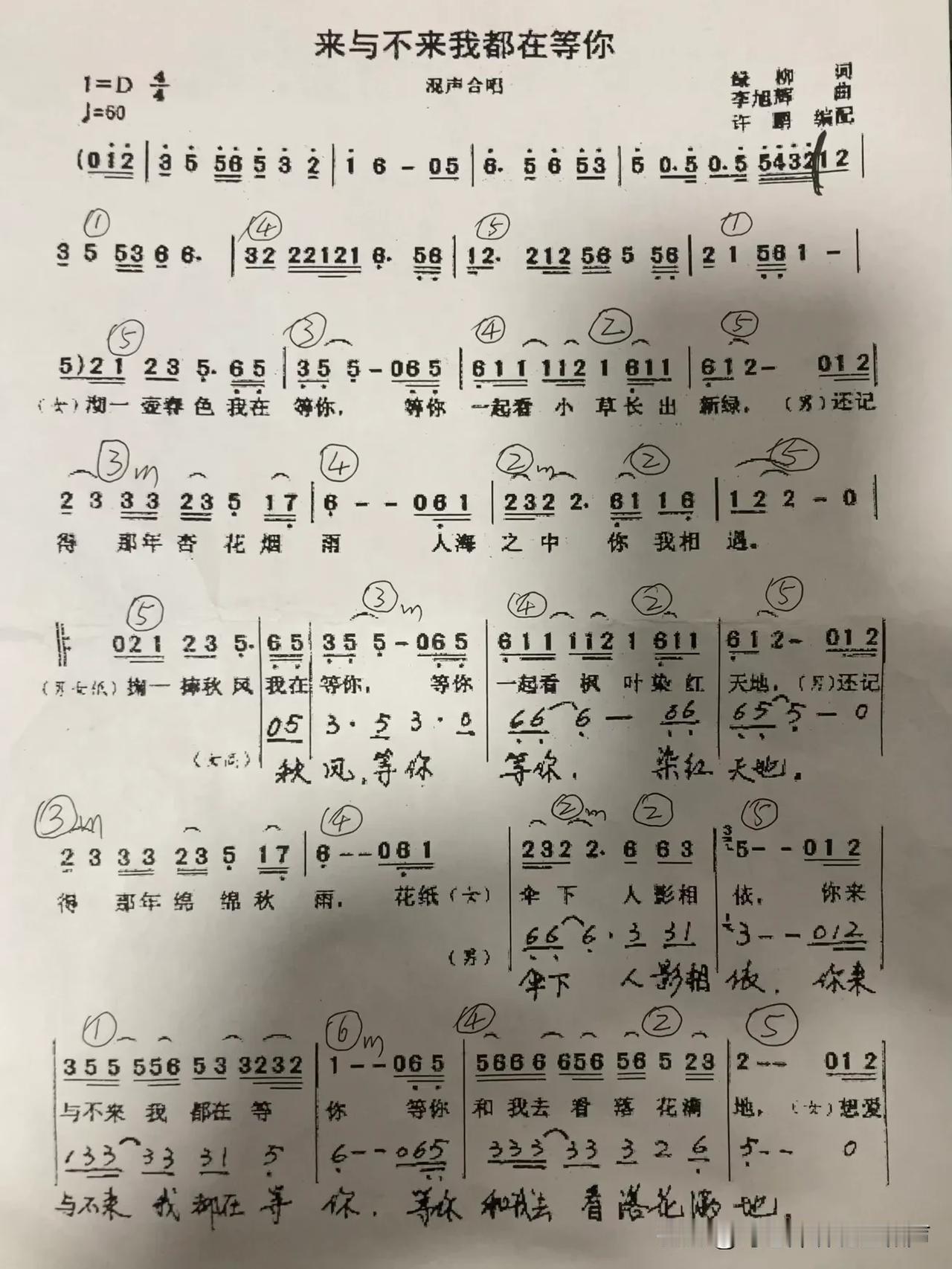 和弦编配（来与不来我都在等你）和弦编配 卡尔加里