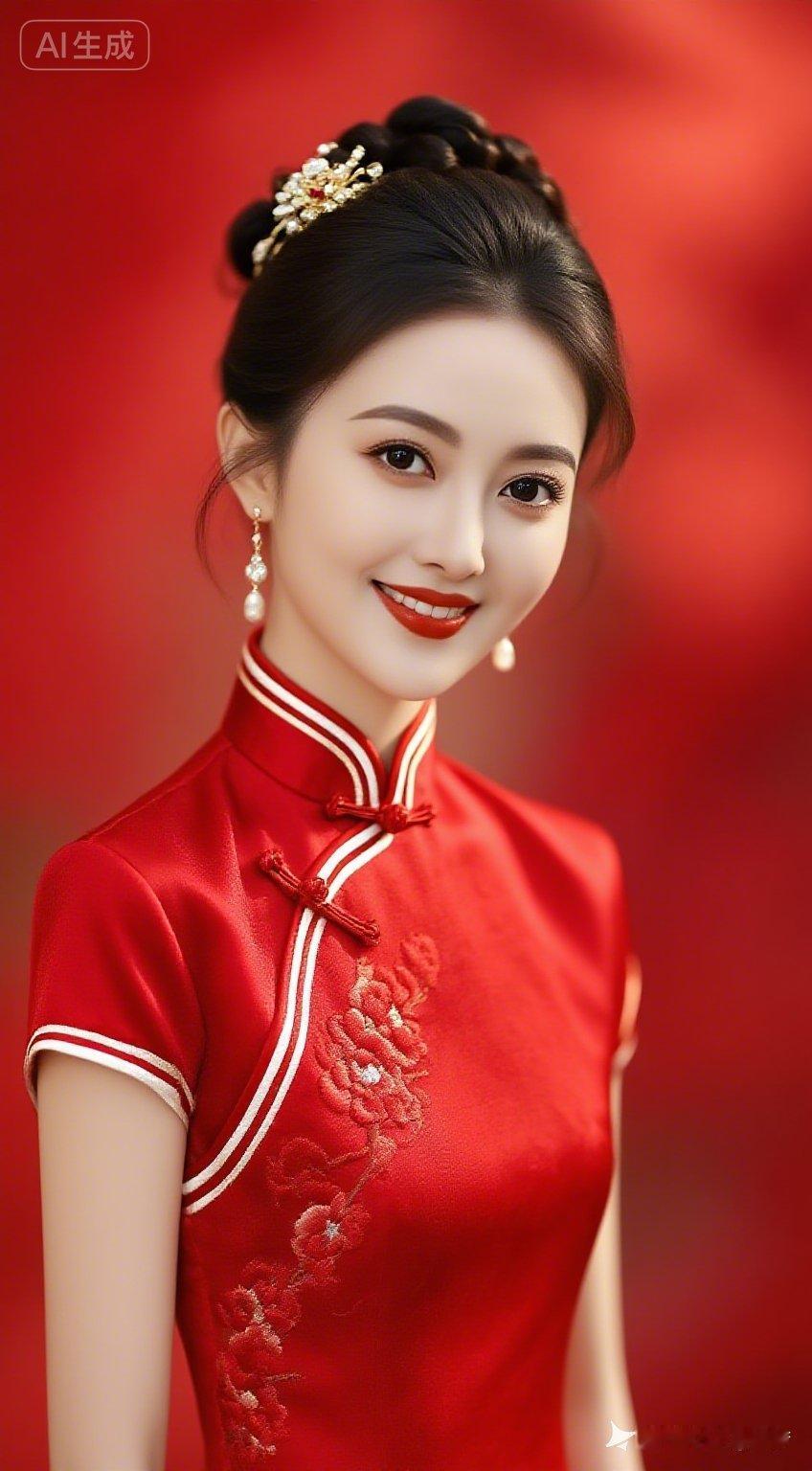 惊艳的东方美人，红衣华服，尽显古典韵味！