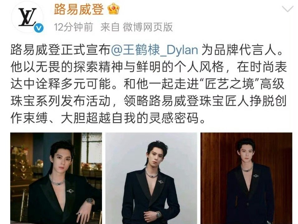 王鹤棣启幕传奇旅程王鹤棣锋芒勾勒不凡新篇王鹤棣官宣路易威登品牌代言人，勾勒不凡新