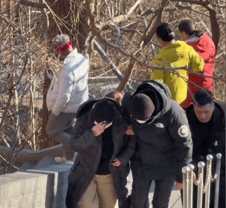 11月爸爸离世后，昨天，罗晋带妈妈到大孤山祈福，一路上搀着妈妈，看两人的样子很心