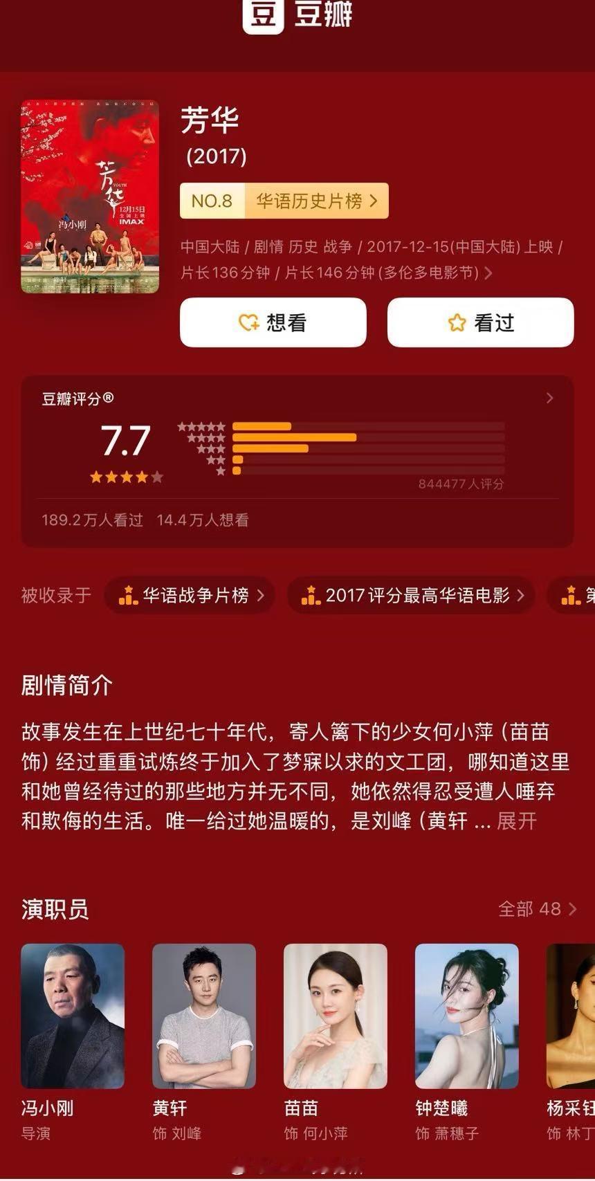 钟楚曦代表作 《好东西》《芳华》《如果奔跑是我的人生》《从21世纪安全撤离》不都