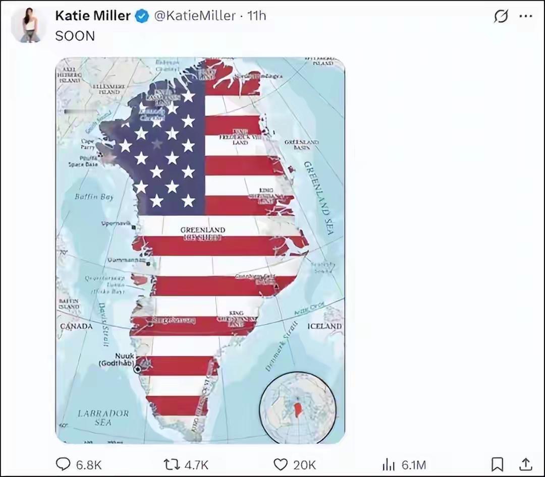 美国还要拿下格陵兰岛！
    就在特朗普成功抓捕马杜罗之后的第二天，美国保守派