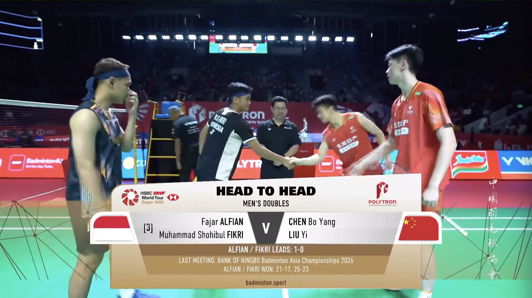 陈柏阳/刘毅🇨🇳 vs 🇮🇩阿尔菲安/菲克里，比赛马上开始！2026年印