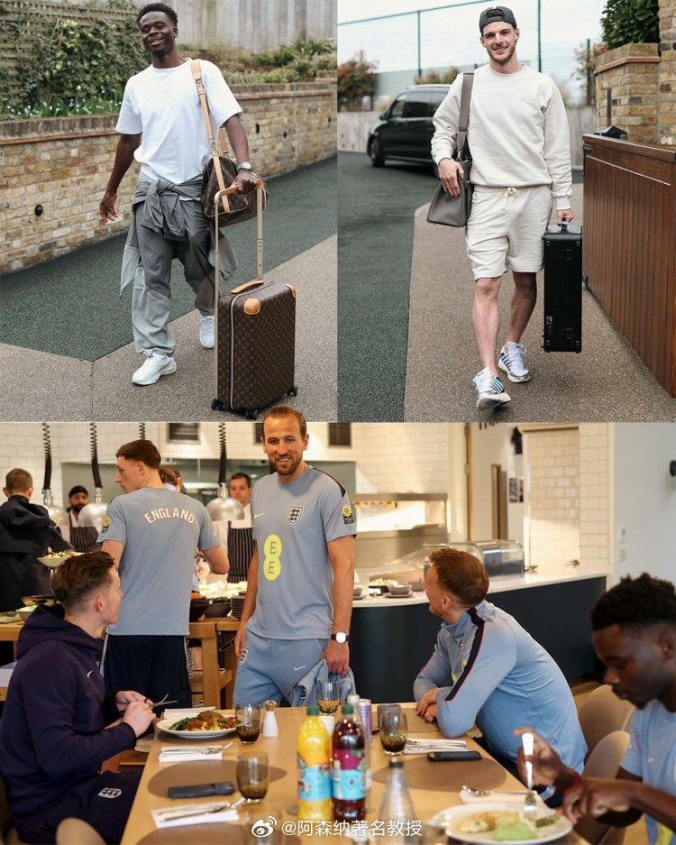 英格兰国家队官方宣布赖斯、萨卡以及凯恩等人来到国家队训练营报到。图司令，别让萨卡