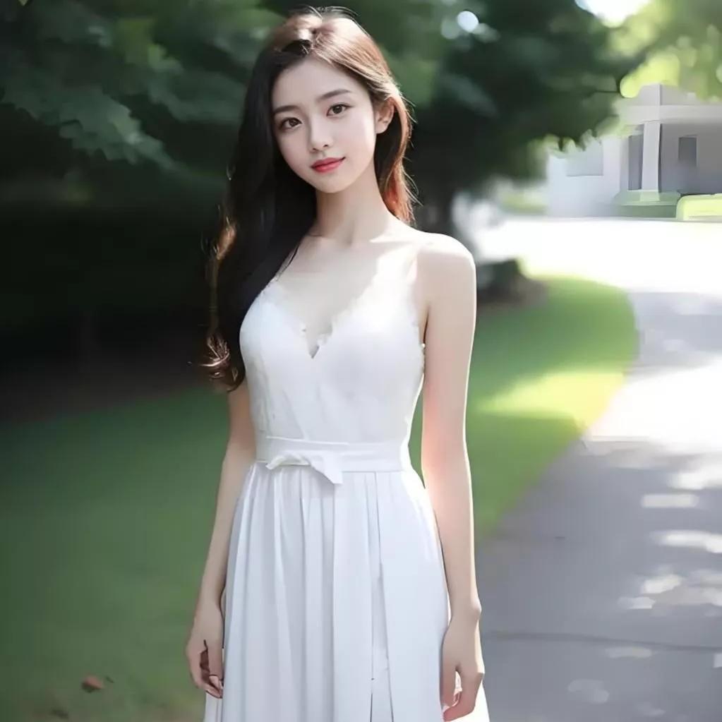 白色长裙，优雅出街，自然光下更显清新脱俗。早秋白色穿搭 白色裙套装穿搭 白色无袖