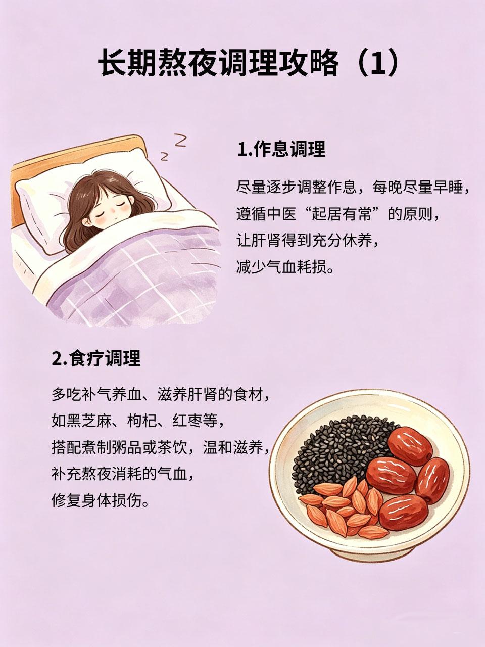 长期熬夜怎么养？收好这份调理攻略
长期熬夜🌙，不仅会让人精神萎靡，还会损伤肝肾
