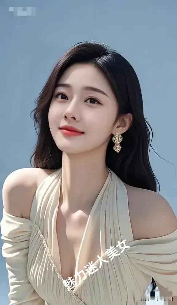 女人味是指女人什么?
她一袭浅杏色露肩裙，衬得肩颈线条优雅迷人，耳畔金饰摇曳生姿