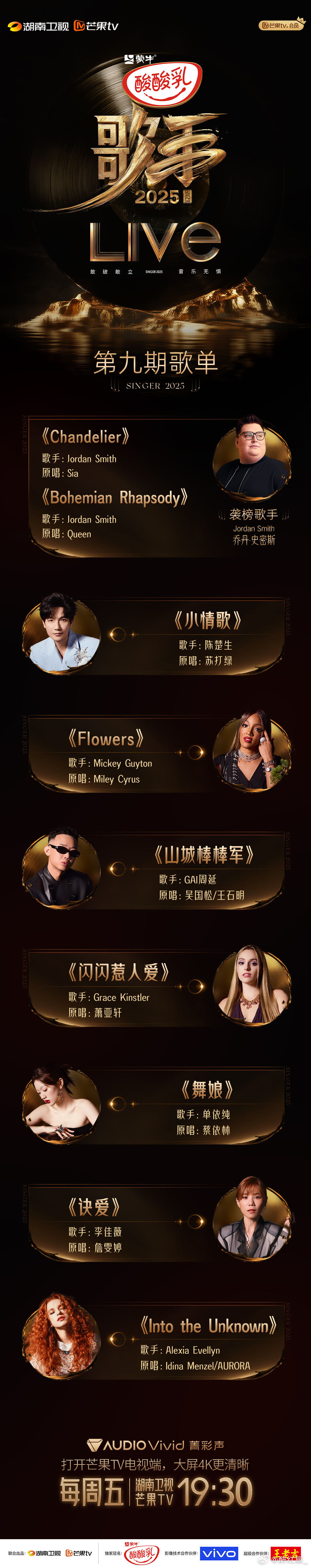 歌手第九期歌单官宣千呼万唤始出来这阵容堪称神仙打架。每一首歌都承载着歌手们满满的
