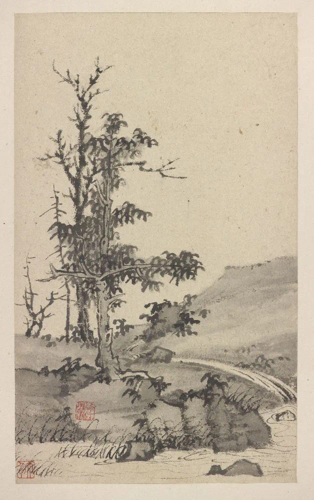 弘仁《丰溪山水册》弘仁（1610年—1663年）俗姓江，名韬，字六奇，出家后释名