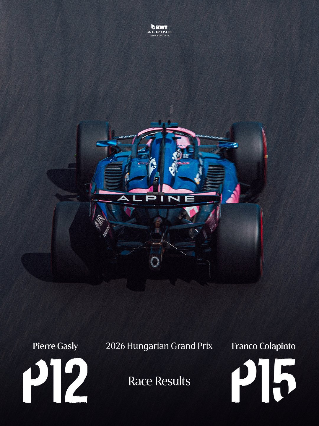 CYFC！2026F1匈牙利大奖赛 结束加斯利P12恭喜Alpine和马丁坐一桌